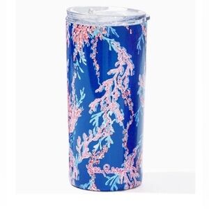 NEW Lilly Pulitzer Slim Tumbler Borealis Blue Swim on Over drink cup Summer